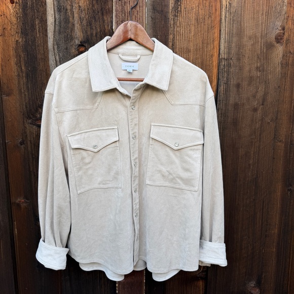 Evereve Arli Faux Suede Western Shirt – Soft Stretch Suede Button Down Large - Picture 2 of 8